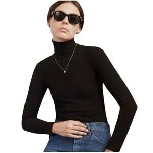 Reformation Turtle Neck Knit Lozita Black Bodysuit Size Small